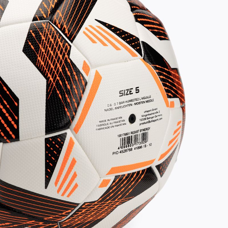 М'яч футбольний uhlsport Resist Synergy white/black/fluo orange розмір 5 4
