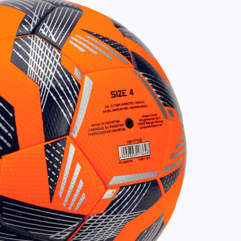 М'яч футбольний uhlsport 290 Ultra Lite Addglue fluo orange/navy/silver розмір 4 3