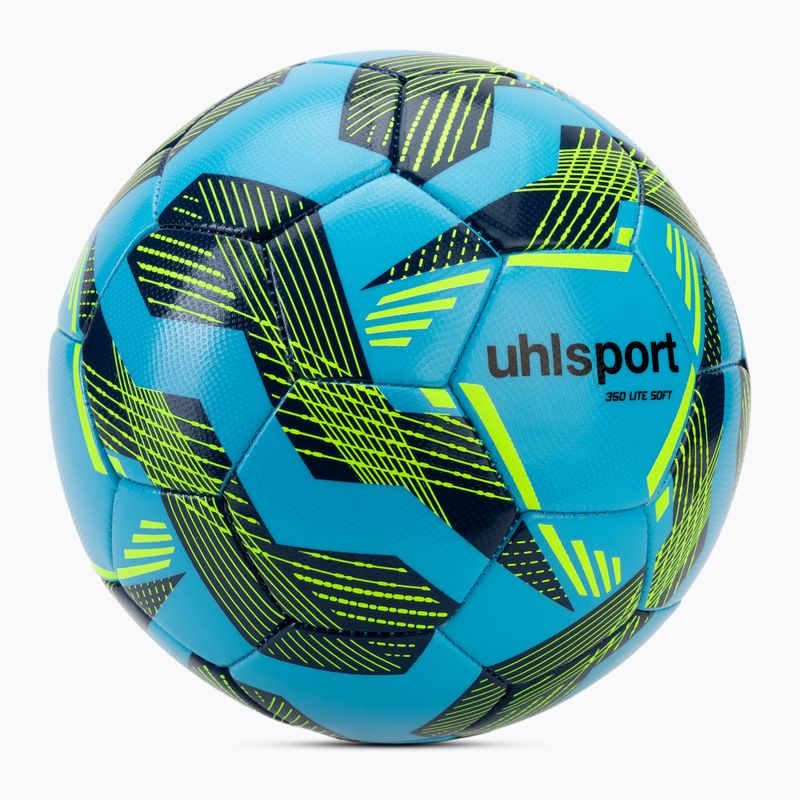 М'яч футбольний uhlsport Lite Soft 350 light blue/navy/fluo green розмір 4 2