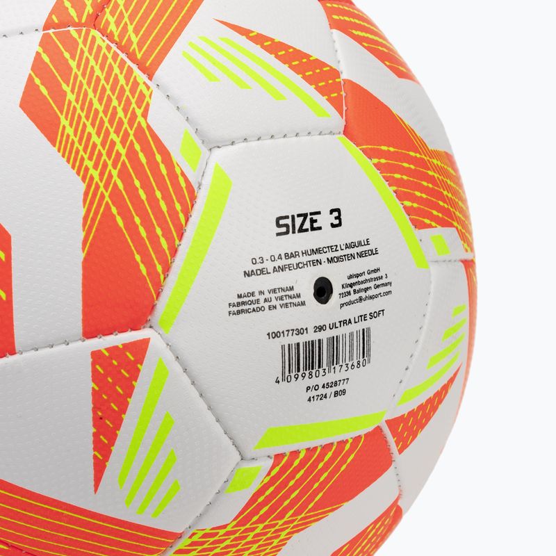 М'яч футбольний uhlsport Ultra Lite Soft 290 white/fluo orange/fluo yellow розмір 3 3