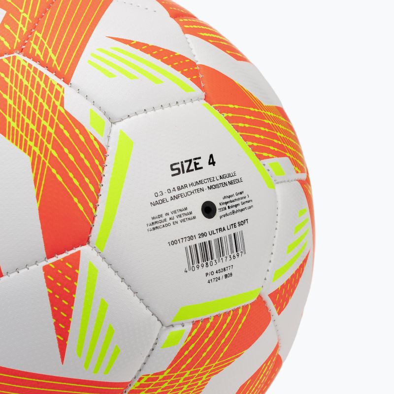 М'яч футбольний uhlsport Ultra Lite Soft 290 white/fluo orange/fluo yellow розмір 4 3