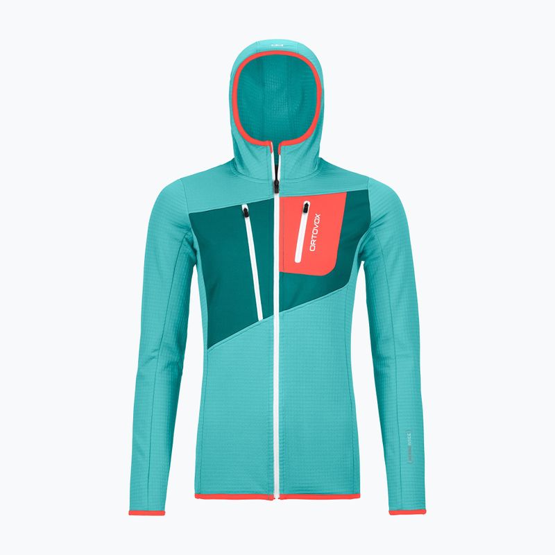 Флісова кофта жіноча ORTOVOX Fleece Grid Hoody бірюзова 8720100036