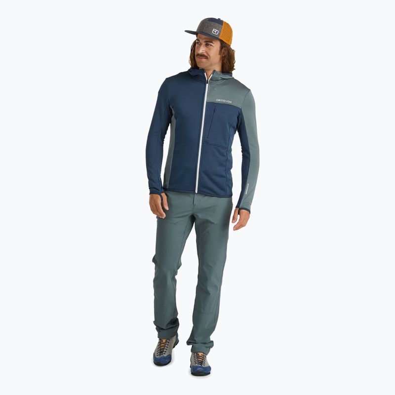 Кофта чоловіча ORTOVOX Fleece Light Grid Hooded deep ocean 2