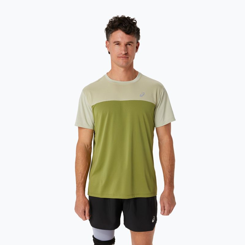 Футболка для бігу чоловіча ASICS Race Top performance dried leaf green/cactus