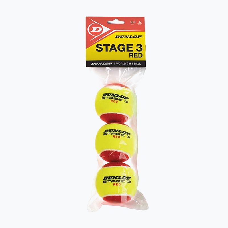Тенісні м'ячі дитячі Dunlop Stage 3 3 шт. червоно-жовті 601340