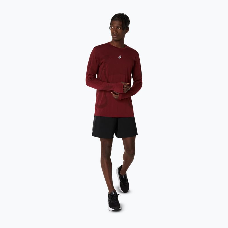 Лонгслів для бігу чоловічий ASICS Road Seamless LS dark red planet 2