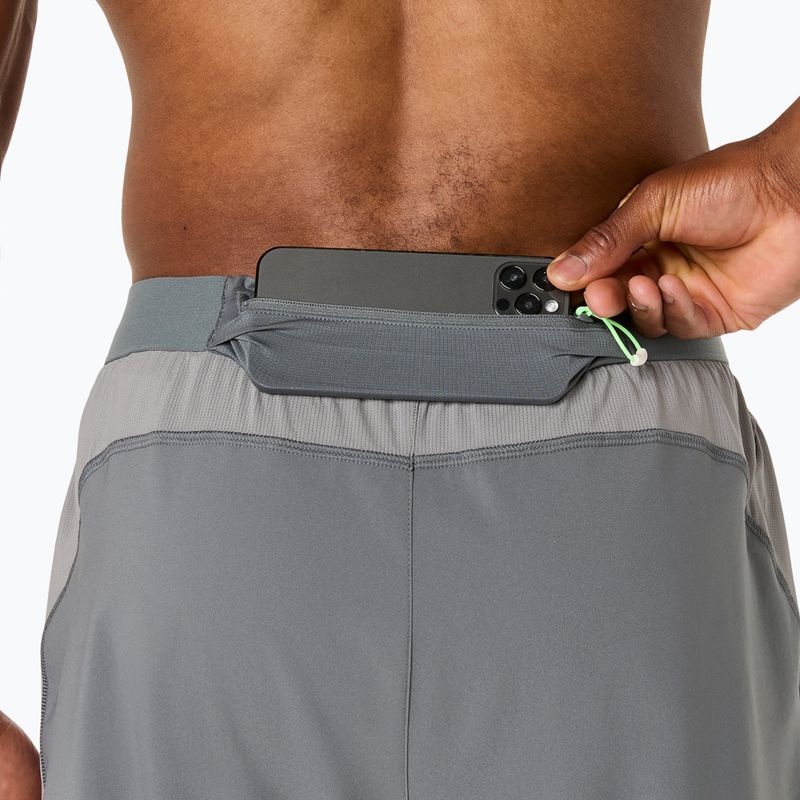 Шорти для бігу чоловічі ASICS Road 2N1 5IN clay grey/steel grey/illuminate green 9