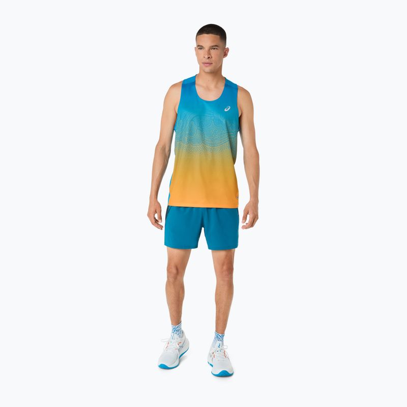 Футболка для бігу чоловіча ASICS Road Fade Singlet aegean blue/yamabuki 2