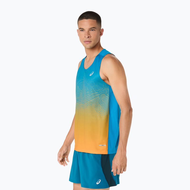 Футболка для бігу чоловіча ASICS Road Fade Singlet aegean blue/yamabuki 4
