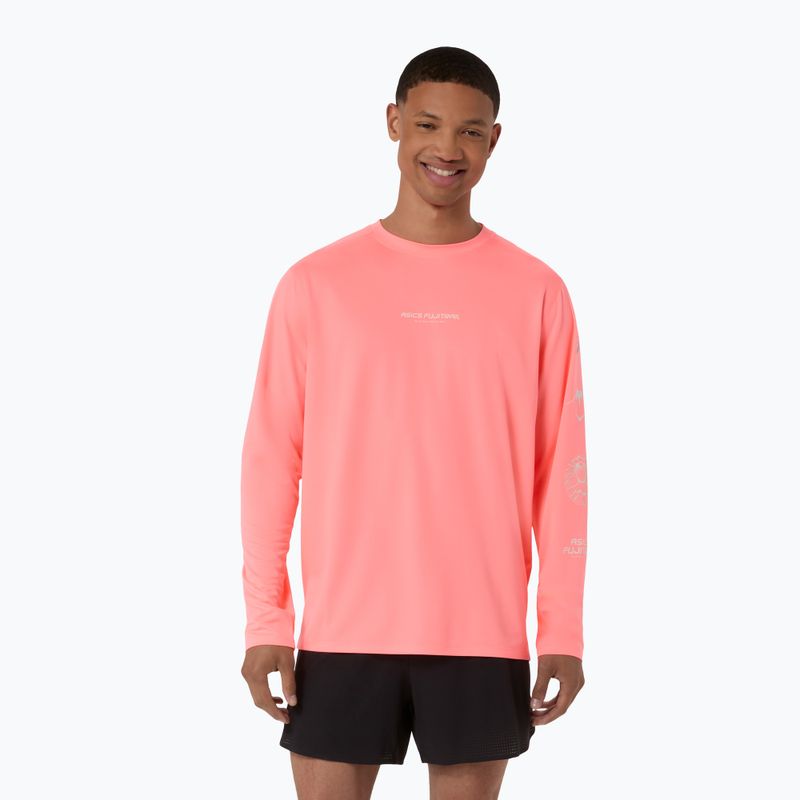 Лонгслів для бігу чоловічий Asics Fujitrail Logo Ls Top Sun Coral