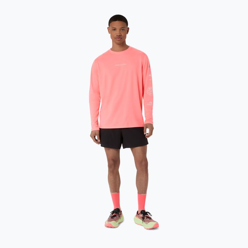 Лонгслів для бігу чоловічий Asics Fujitrail Logo Ls Top Sun Coral 2