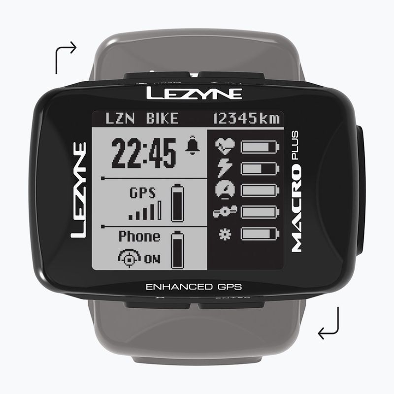 Велокомп'ютер  з датчиком каденсу Lezyne MACRO PLUS GPS HRSC Loaded set чорний LZN-1-GPS-MACRO-V304-HS