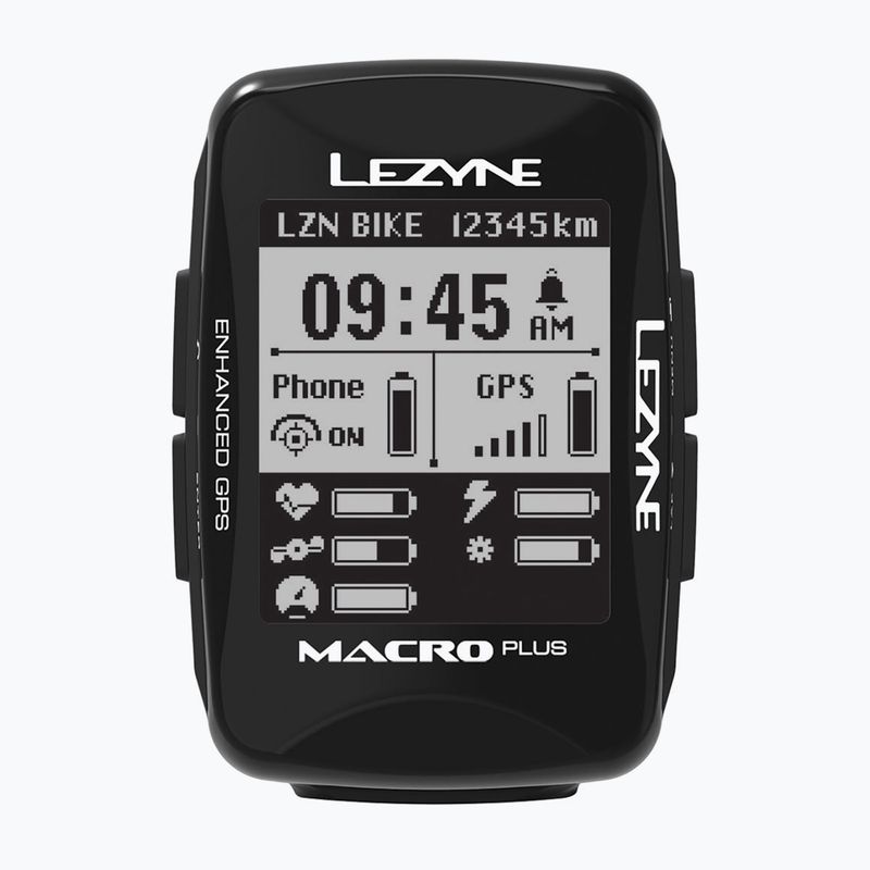 Велокомп'ютер  з датчиком каденсу Lezyne MACRO PLUS GPS HRSC Loaded set чорний LZN-1-GPS-MACRO-V304-HS 2