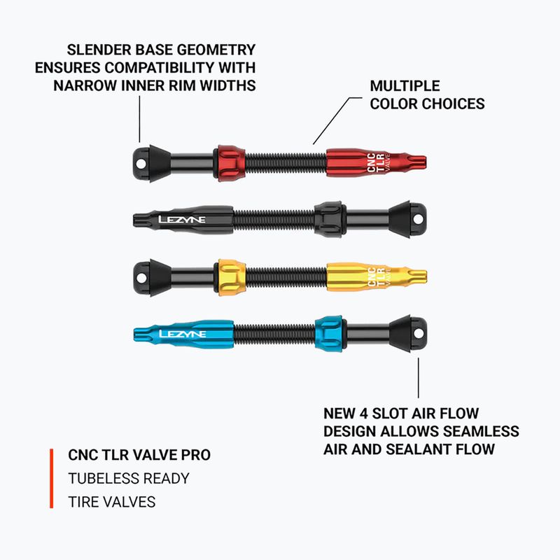 Набір вентилів Presta Lezyne CNC TLR Valve Pro 60 mm black 2