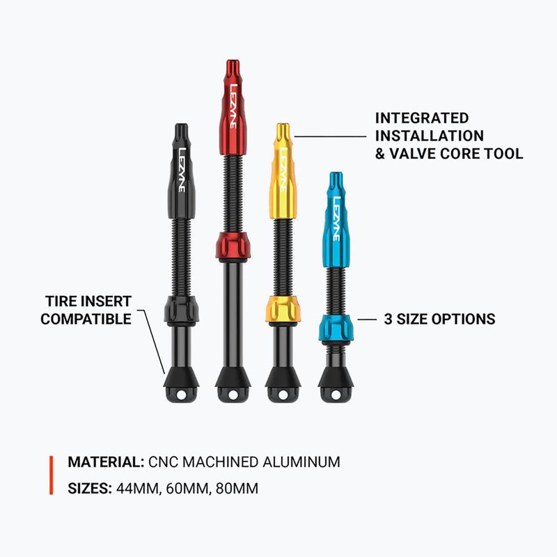 Набір вентилів Presta Lezyne CNC TLR Valve Pro 60 mm black 3