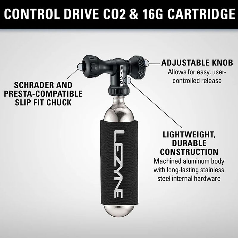 Насос велосипедний Lezyne Control Drive CO2 + 1 x cartridge 16 g gloss black 3
