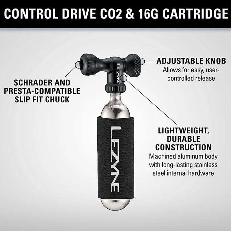 Насос велосипедний Lezyne Control Drive CO2 + 1 x cartridge 25 g gloss black 3