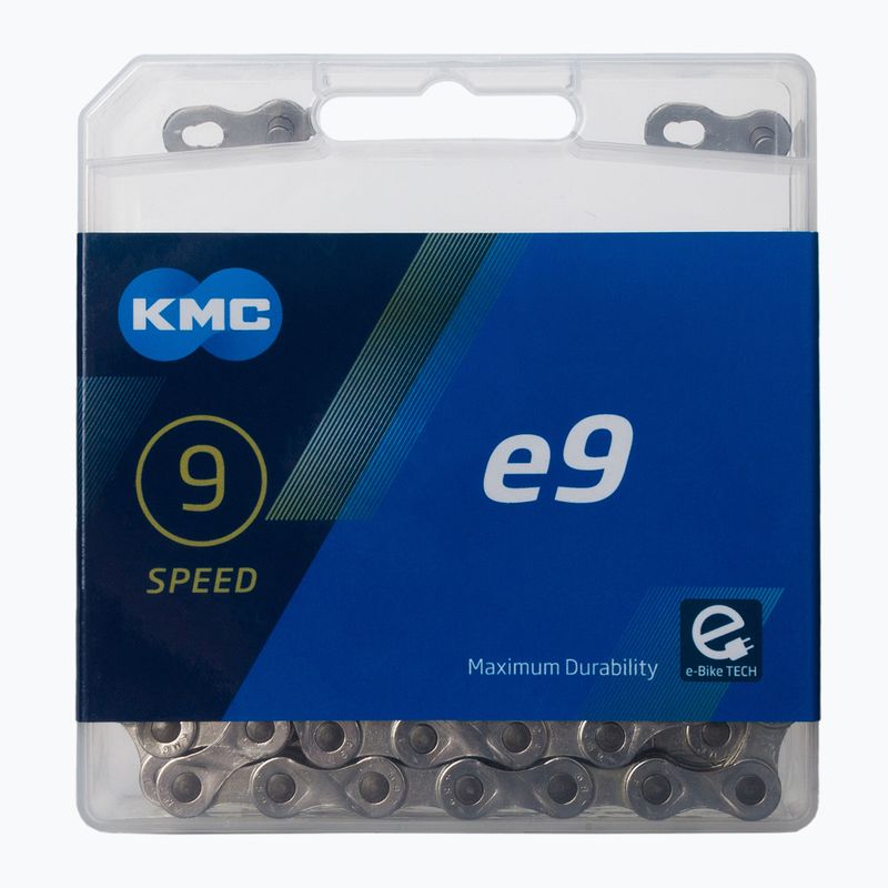 Ланцюг велосипедний KMC e9x122 e-Bike сріблястий BE09TNP22