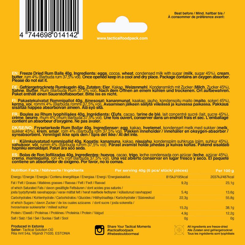 Перекус Tactical Foodpack Freeze Dried Rum Balls 40 г 4