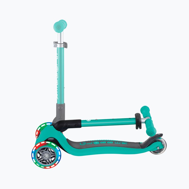 Самокат трьохколісний дитячий Globber Junior Foldable Lights dark emerald green 6
