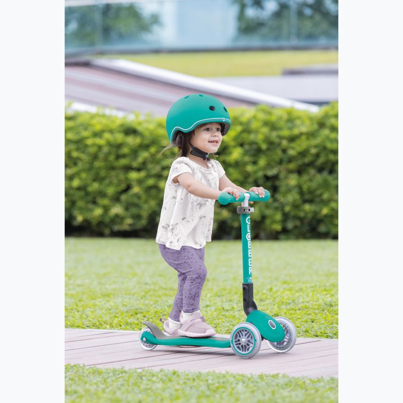 Самокат трьохколісний дитячий Globber Junior Foldable Lights dark emerald green 9