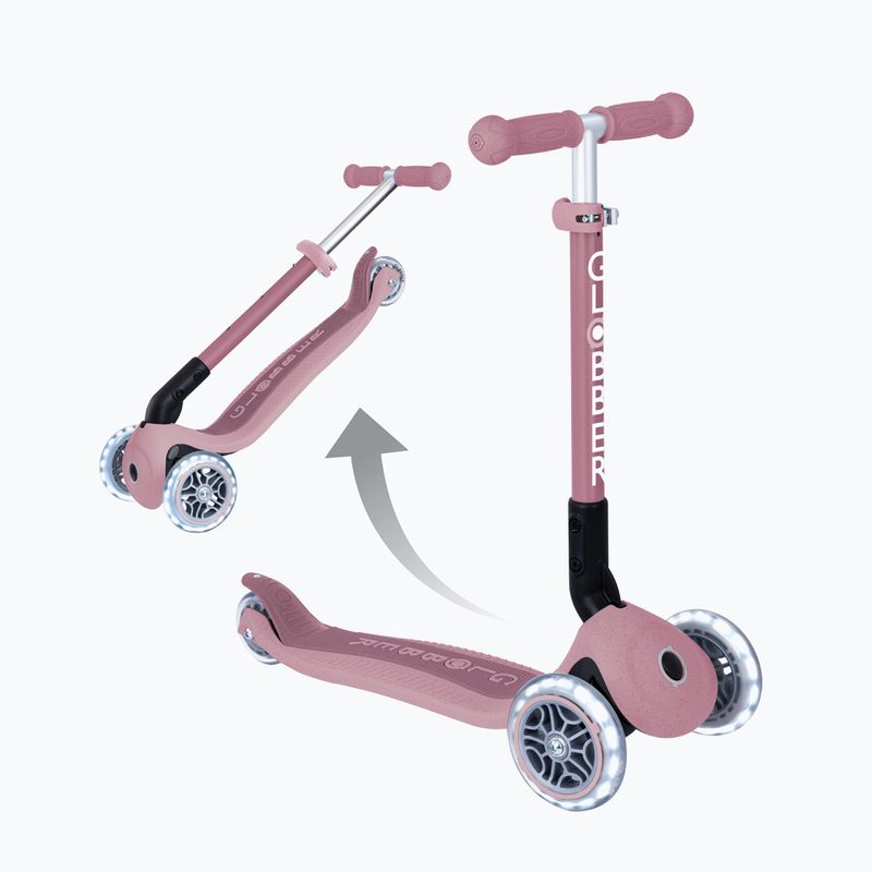 Самокат трьохколісний дитячий Globber Junior Foldable Lights Eco berry 5