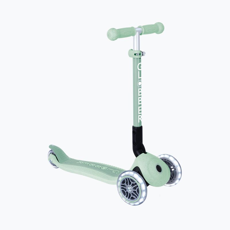 Самокат трьохколісний дитячий Globber Junior Foldable Lights Eco pistachio