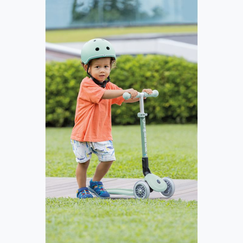 Самокат трьохколісний дитячий Globber Junior Foldable Lights Eco pistachio 9