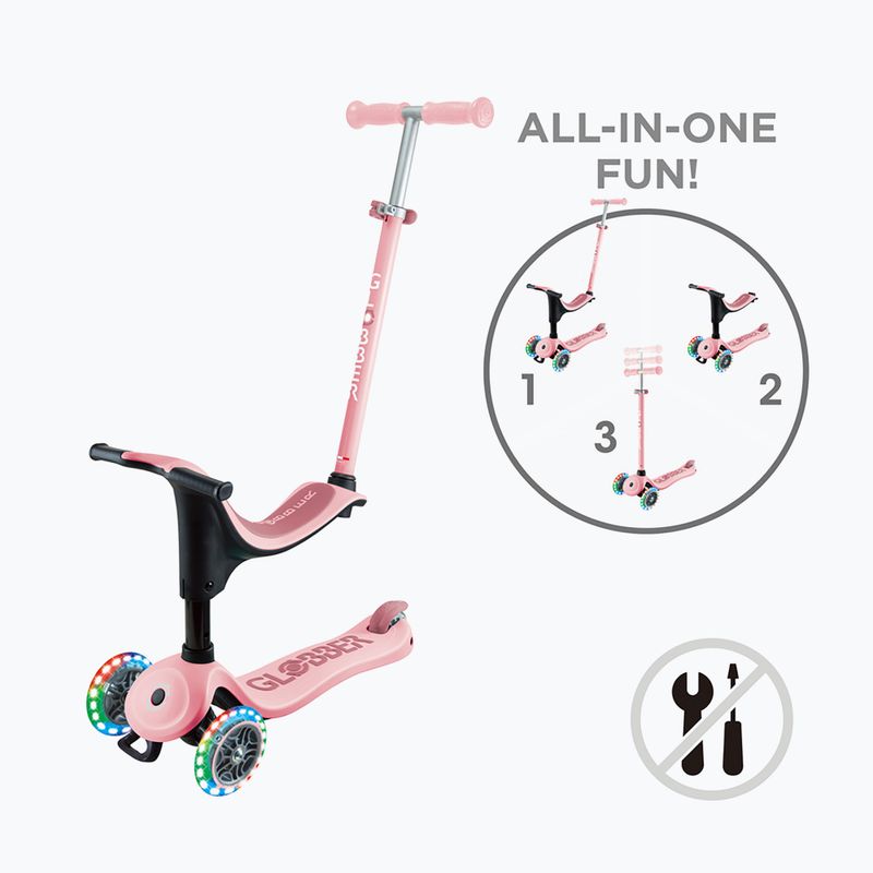 Самокат трьохколісний дитячий Globber Go.Up Sporty Lights pastel pink 15