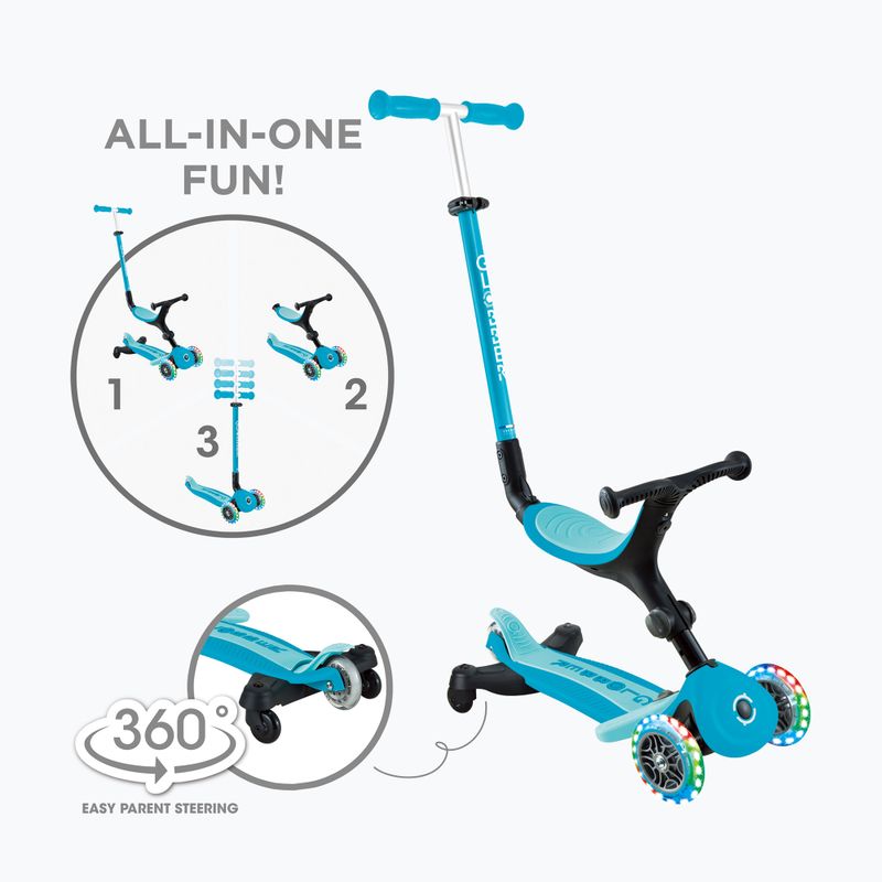 Самокат триколісний дитячий Globber Go.Up Active Lights 360 aqua 2