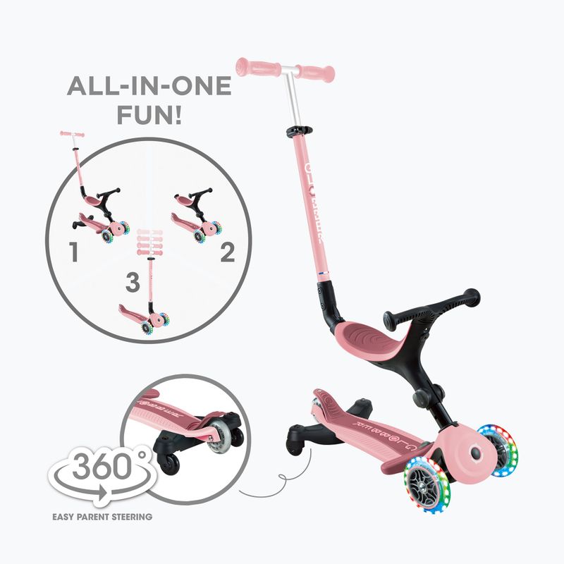 Самокат триколісний дитячий Globber Go.Up Active Lights 360 pink 2