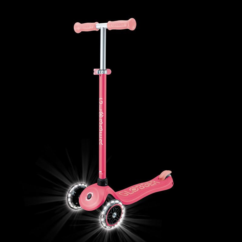 Самокат триколісний дитячий Globber Primo Plus Glow Lights coral pink 9