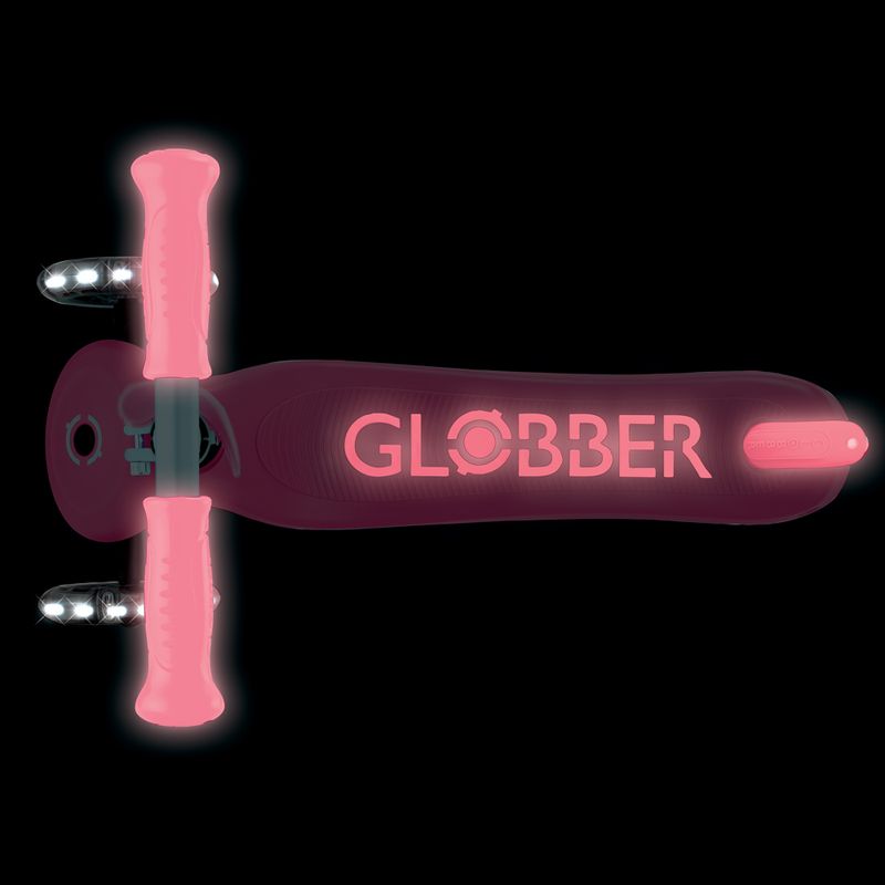 Самокат триколісний дитячий Globber Primo Plus Glow Lights coral pink 12