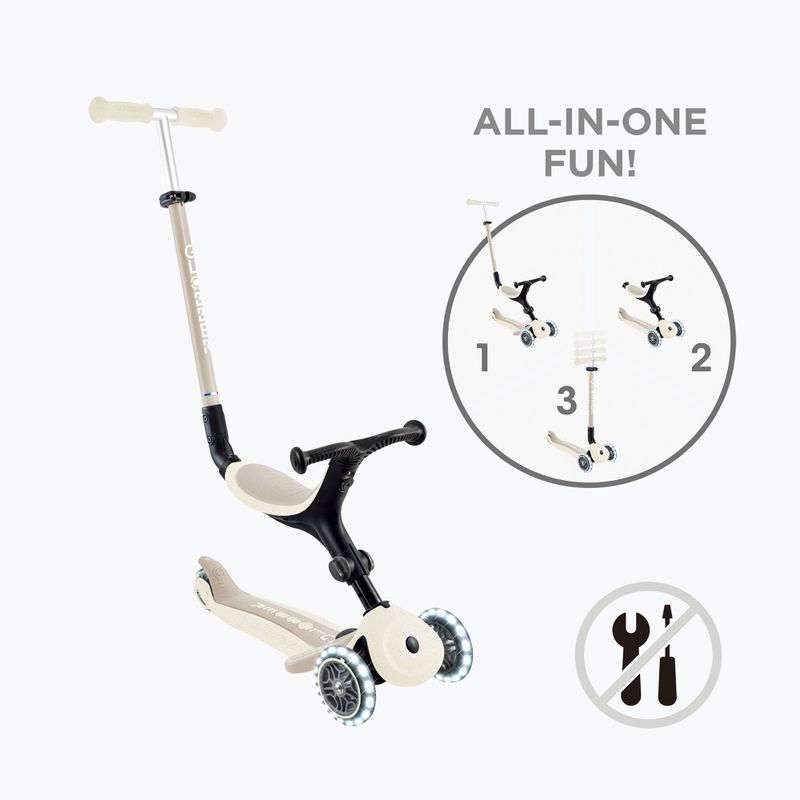 Самокат триколісний дитячий Globber Go.Up Active Ecologic Lights coconut 2