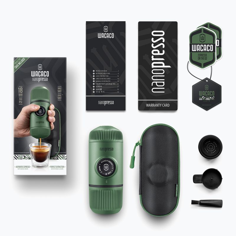 Портативна кавоварка Wacaco Nanopresso 80 мл + чохол мох зелений 2