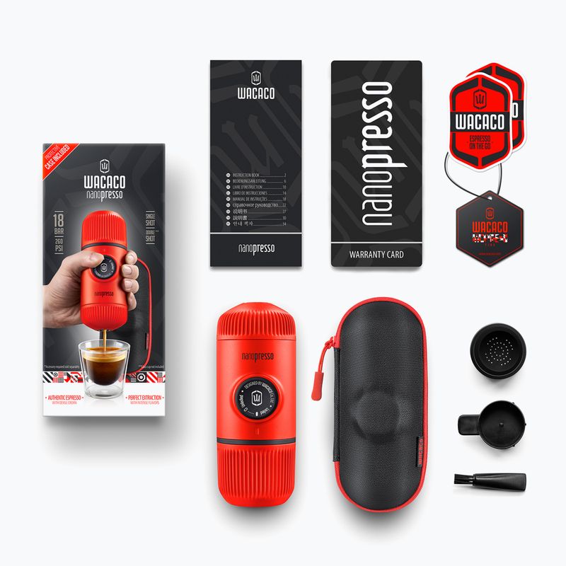 Експрес кавовий портативний Wacaco Nanopresso 80 мл + Чохол lava red 4