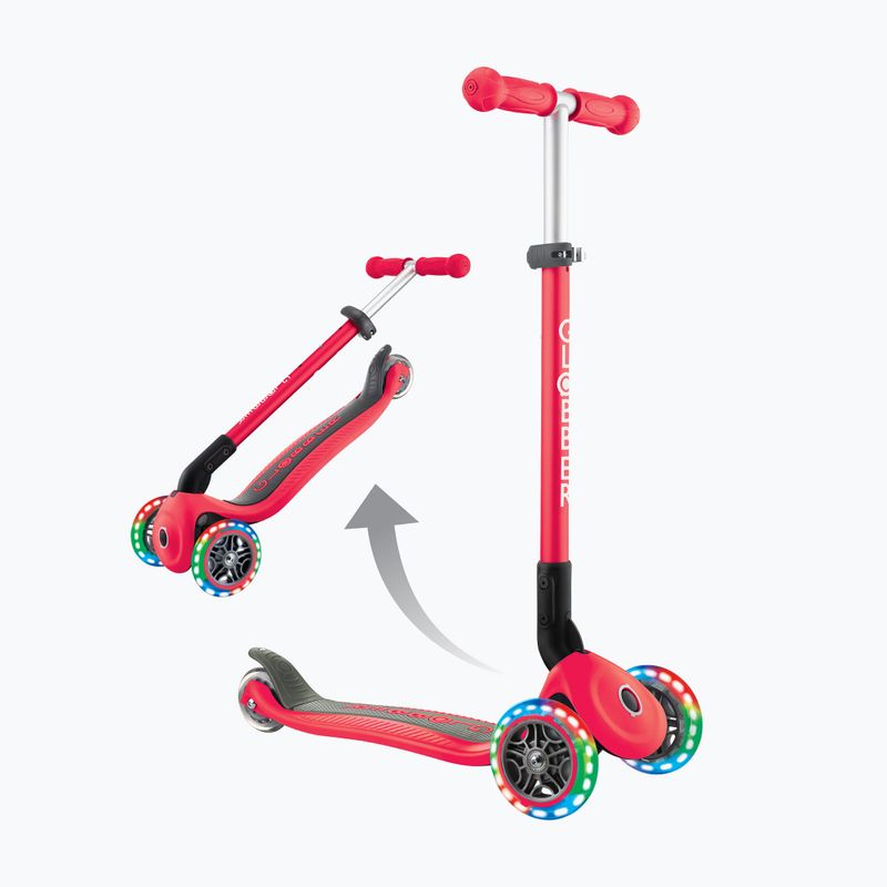 Самокат трьохколісний дитячий Globber Primo Foldable Lights red 6