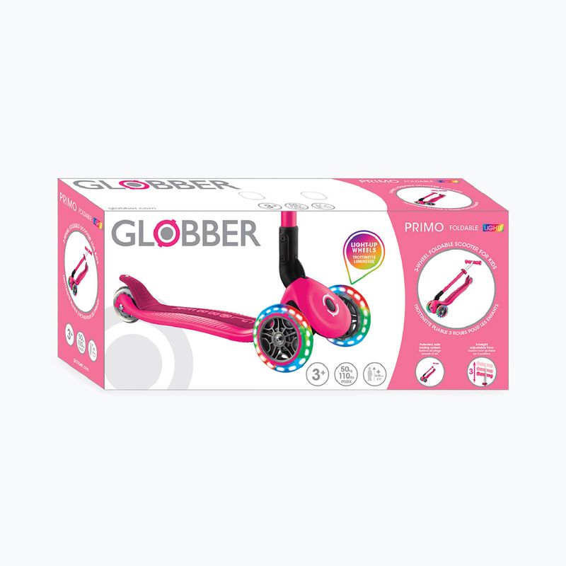 Самокат триколісний дитячий Globber Primo Foldable Lights fuchsia 13