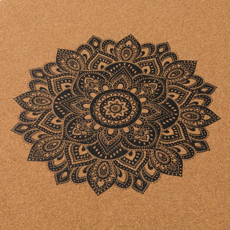 Килимок для йоги  Yoga Design Lab Cork 3,5 мм коричневий  Mandala Black 4