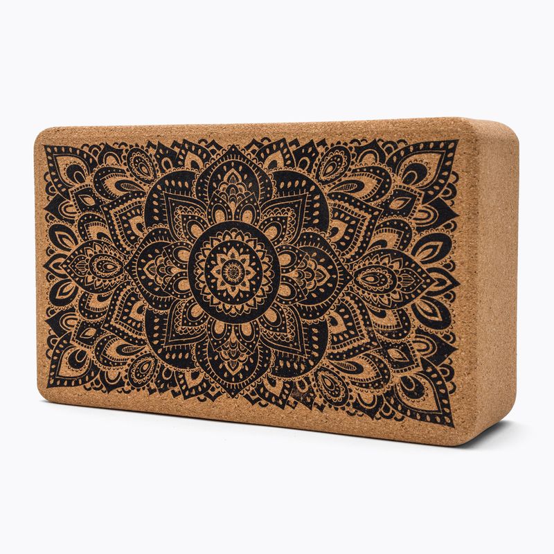 Блок для йоги  Yoga Design Lab Cork Yoga коричневий  BL-Cork-Mandala Black 3