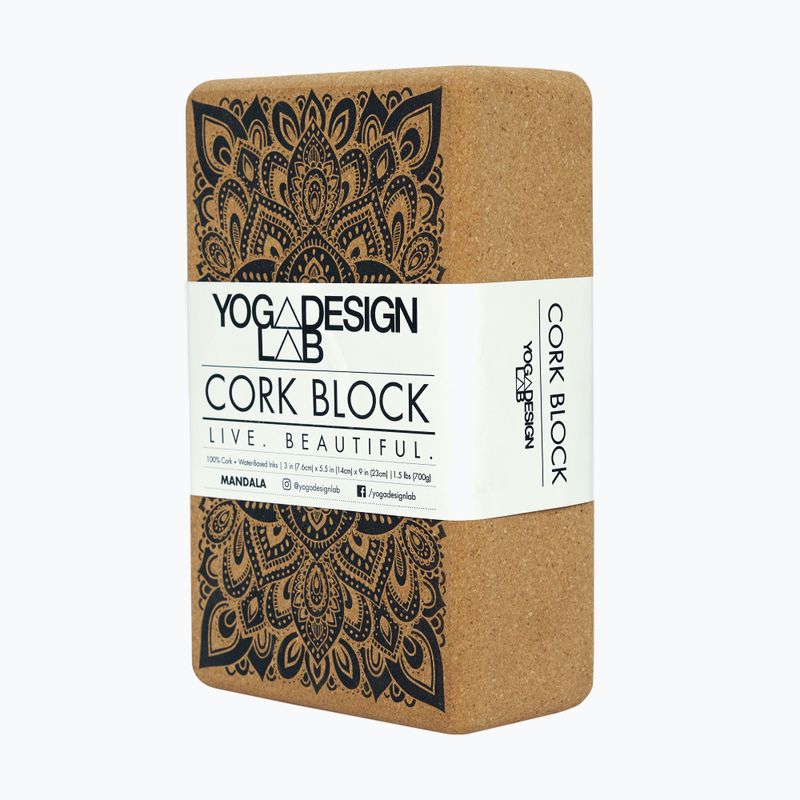 Блок для йоги  Yoga Design Lab Cork Yoga коричневий  BL-Cork-Mandala Black 9