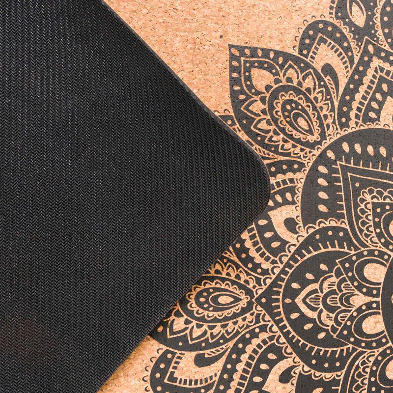 Килимок для йоги (для подорожей)  Yoga Design Lab Cork 1,5 мм коричневий  Mandala Black 4