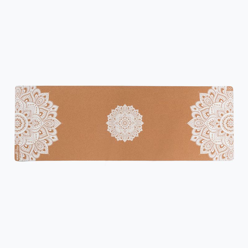 Килимок для йоги  Yoga Design Lab Cork 5,5 мм коричневий  Mandala White 2