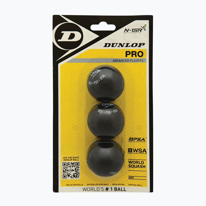 М'ячі для сквошу Dunlop Pro Blister 3 шт. чорні 700109