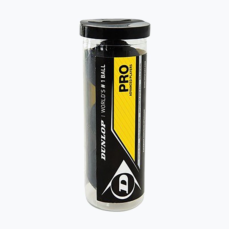 М'ячі для сквошу Dunlop Pro 2 yellow dots 3 шт. black 2