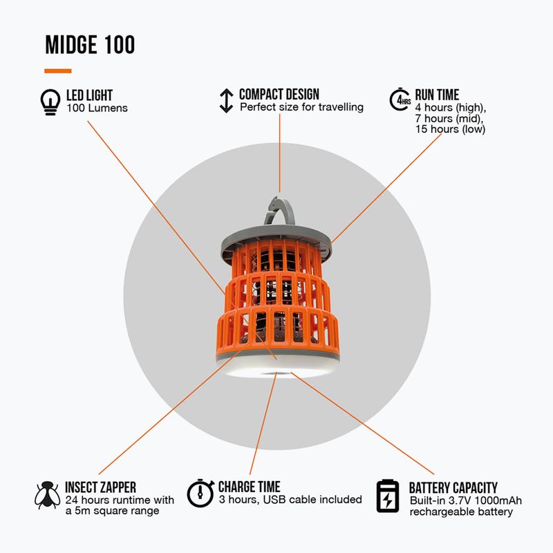 Ліхтарик туристичний Vango Midge 100 orange 8