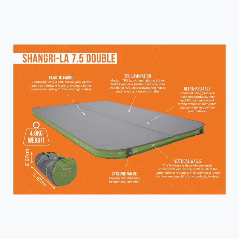 Килимок самонадувний Vango Shangri-La II 7.5 Double cloud grey/green 8