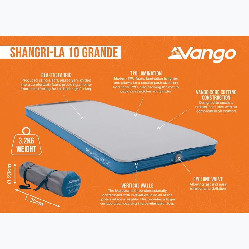 Матрац самонадувний Vango Shangri-La II 10 Grande cloud grey/sky blue 7