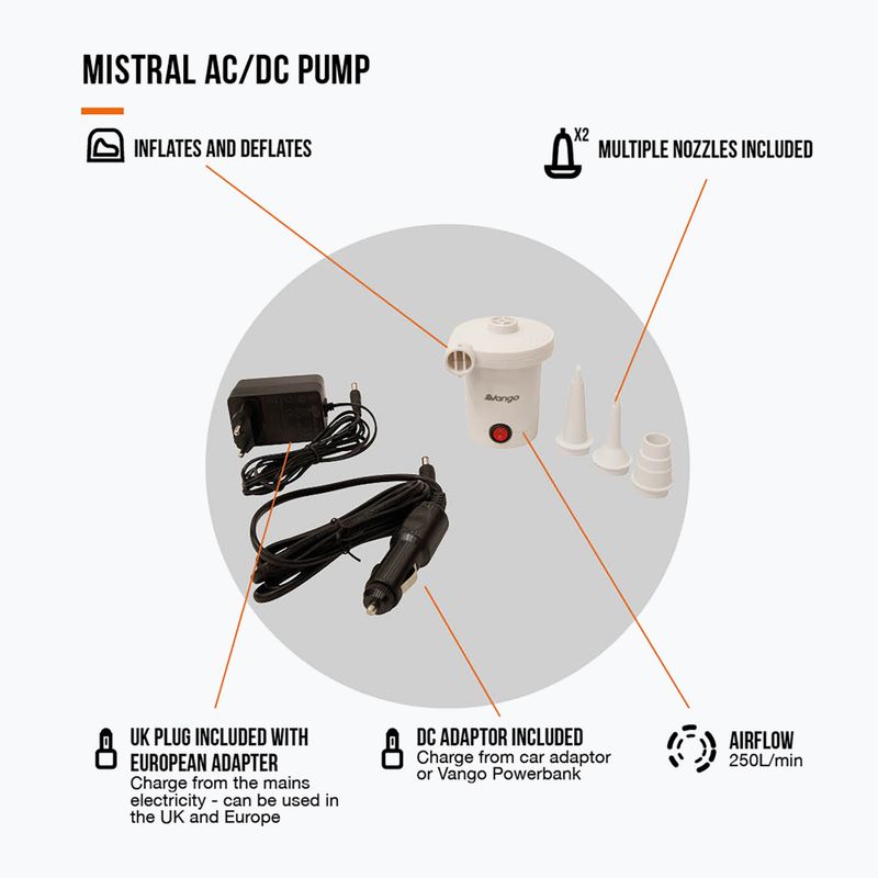 Насос електричний Vango Mistral AC/DC white 3