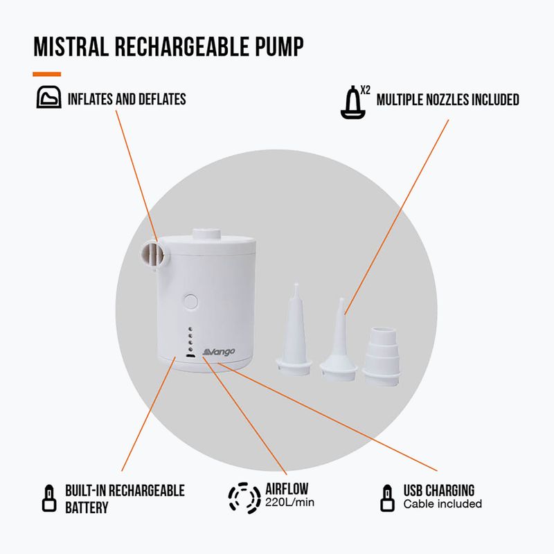 Насос електричний Vango Mistral Rechargeable white 3